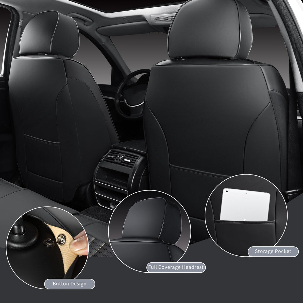 MINGBRON leather seat covers: rear-right seat cover with compatible installation details.