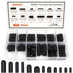 MINIMARU vacuum cap kit overview with 177 pieces in a clear case.
