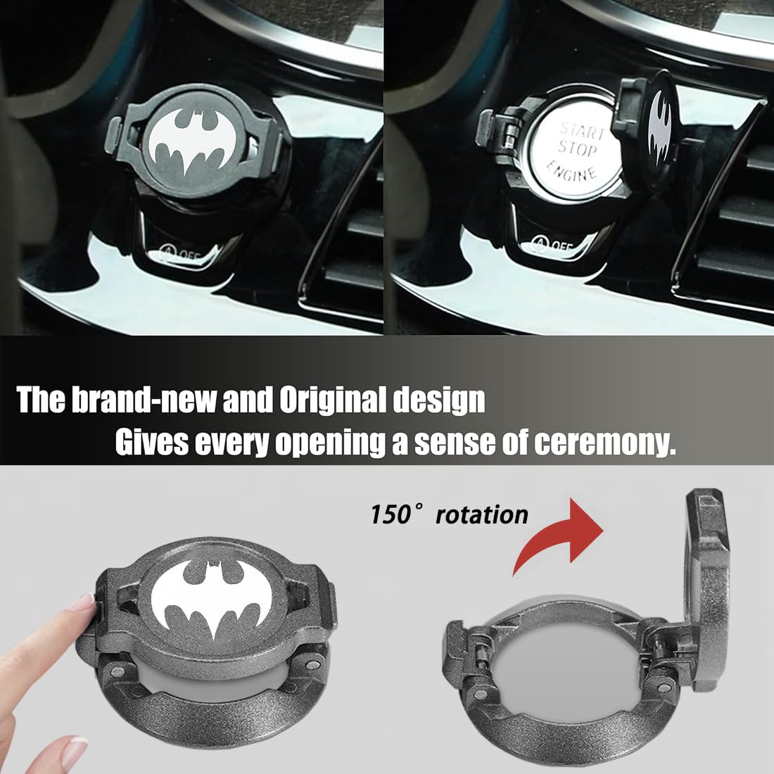 Minsezhi Push Start Button Cover flip-top design, easy non-destructive installation.