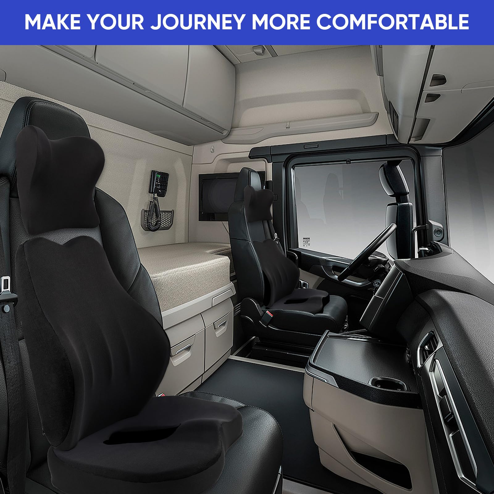 MINUPWELL truck seat cushion 3pc set back support for better posture