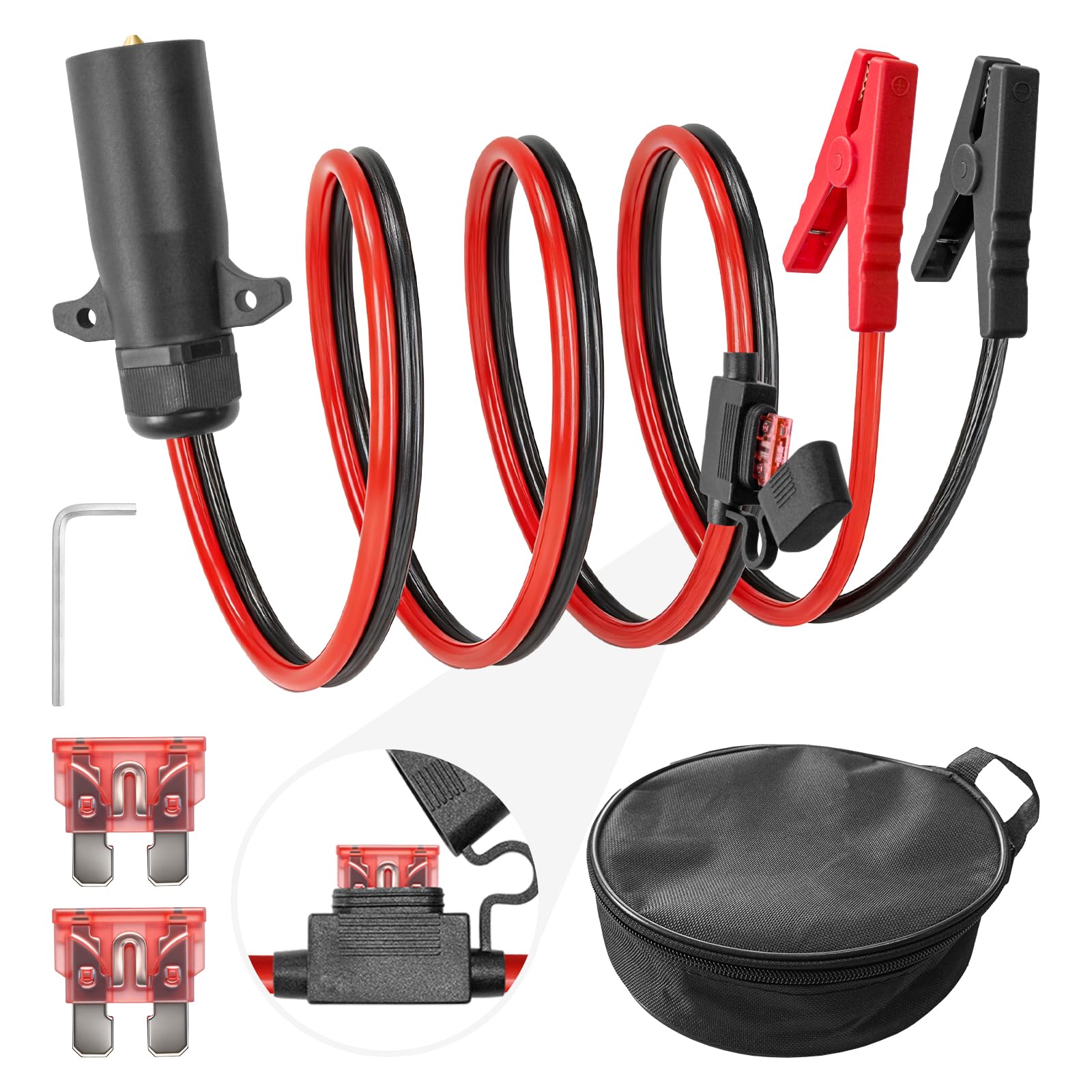Mioyrxia 7way trailer plug to alligator clips cable for RV charging and power transfer