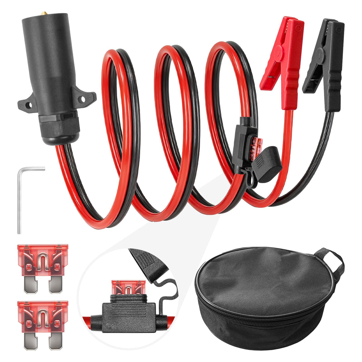 Mioyrxia 7way trailer plug to alligator clips cable for RV charging and power transfer