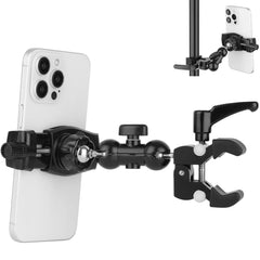 Mippko phone holder mounted on a treadmill bar for secure hands-free viewing during workouts.