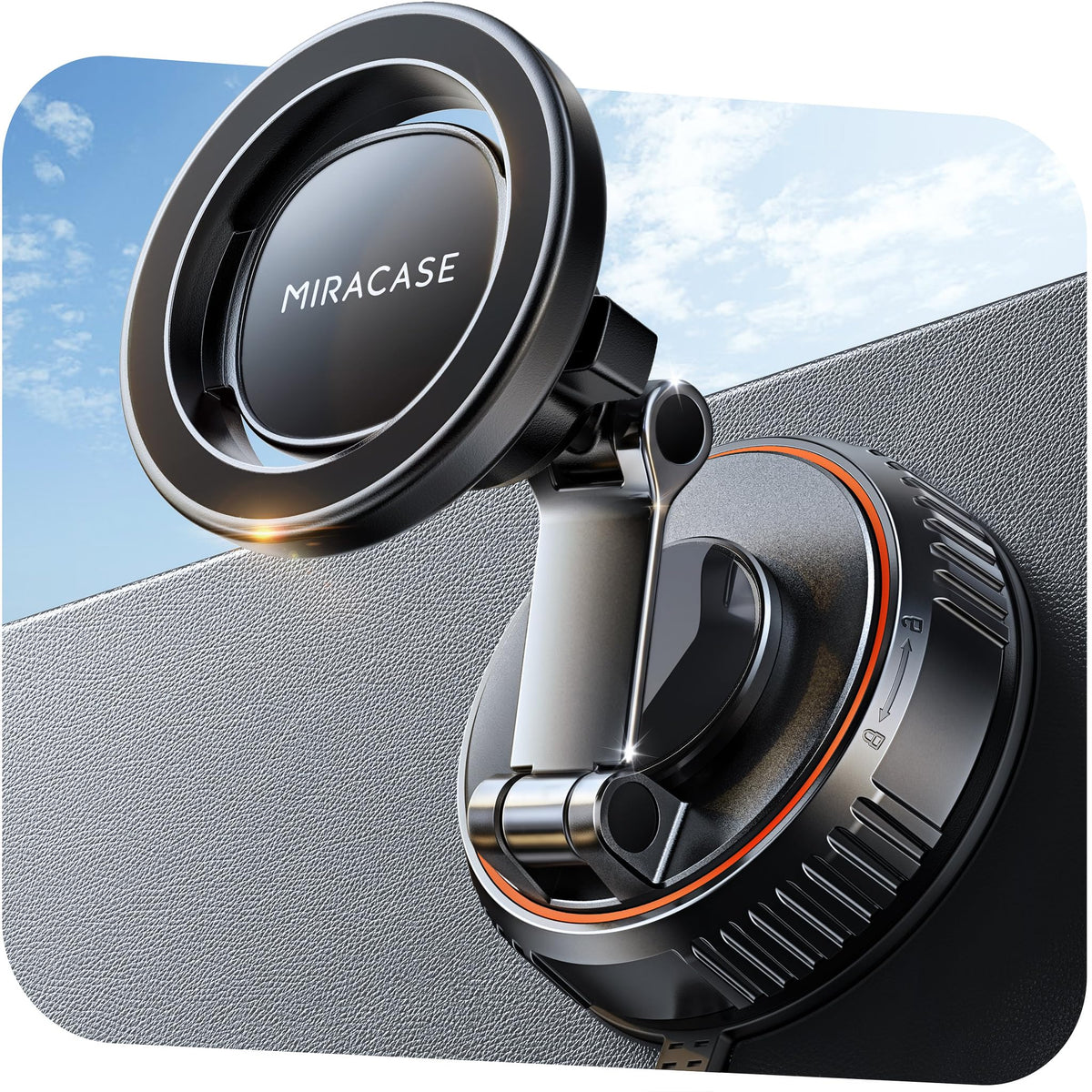 Miracase MagSafe car mount with strong magnet securing phone on bumpy roads.