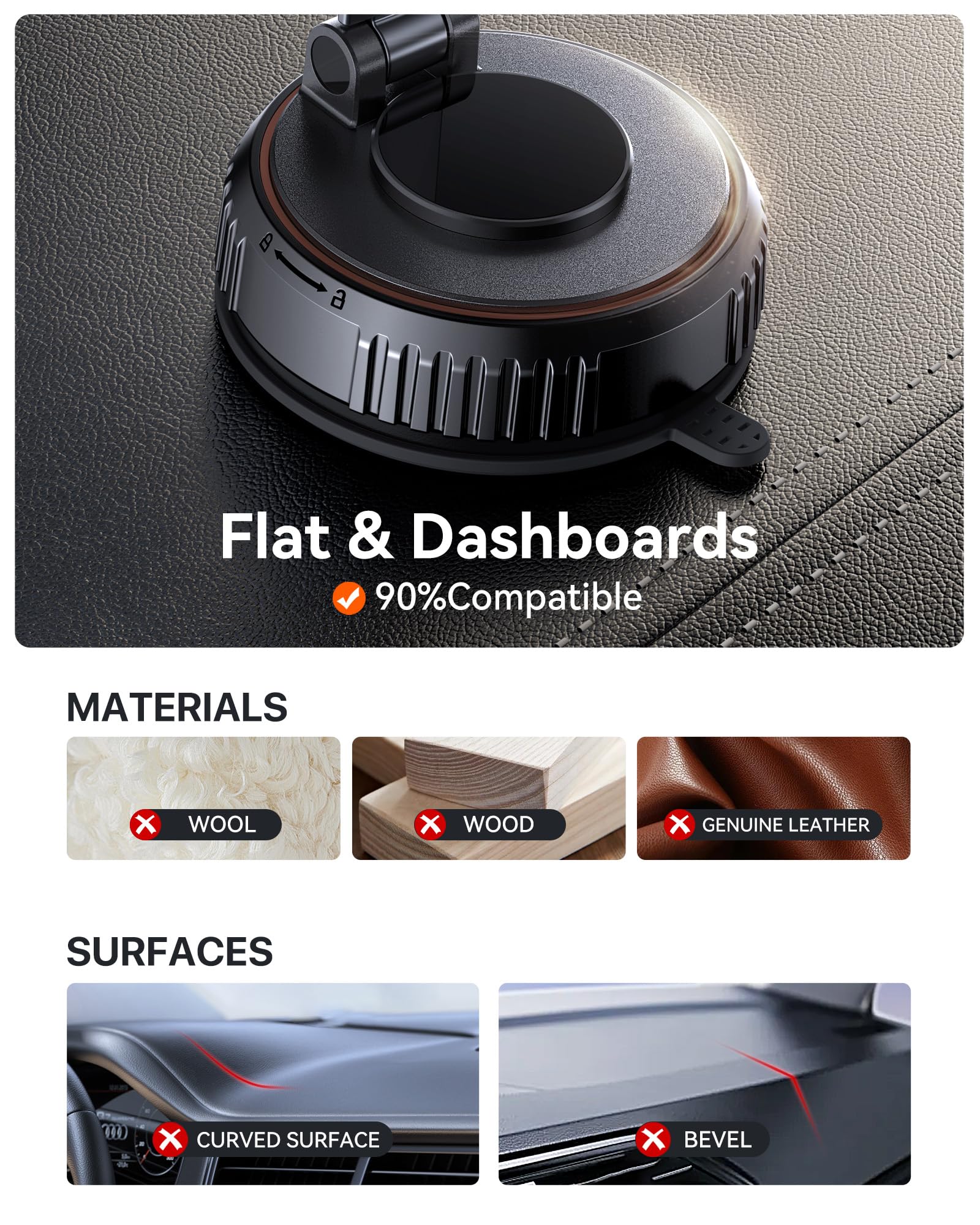 Miracase one-handed install on dash or windshield saves time.