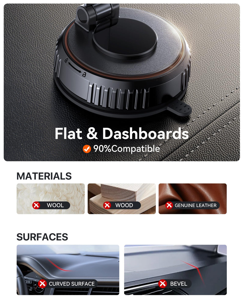 Miracase one-handed install on dash or windshield saves time.