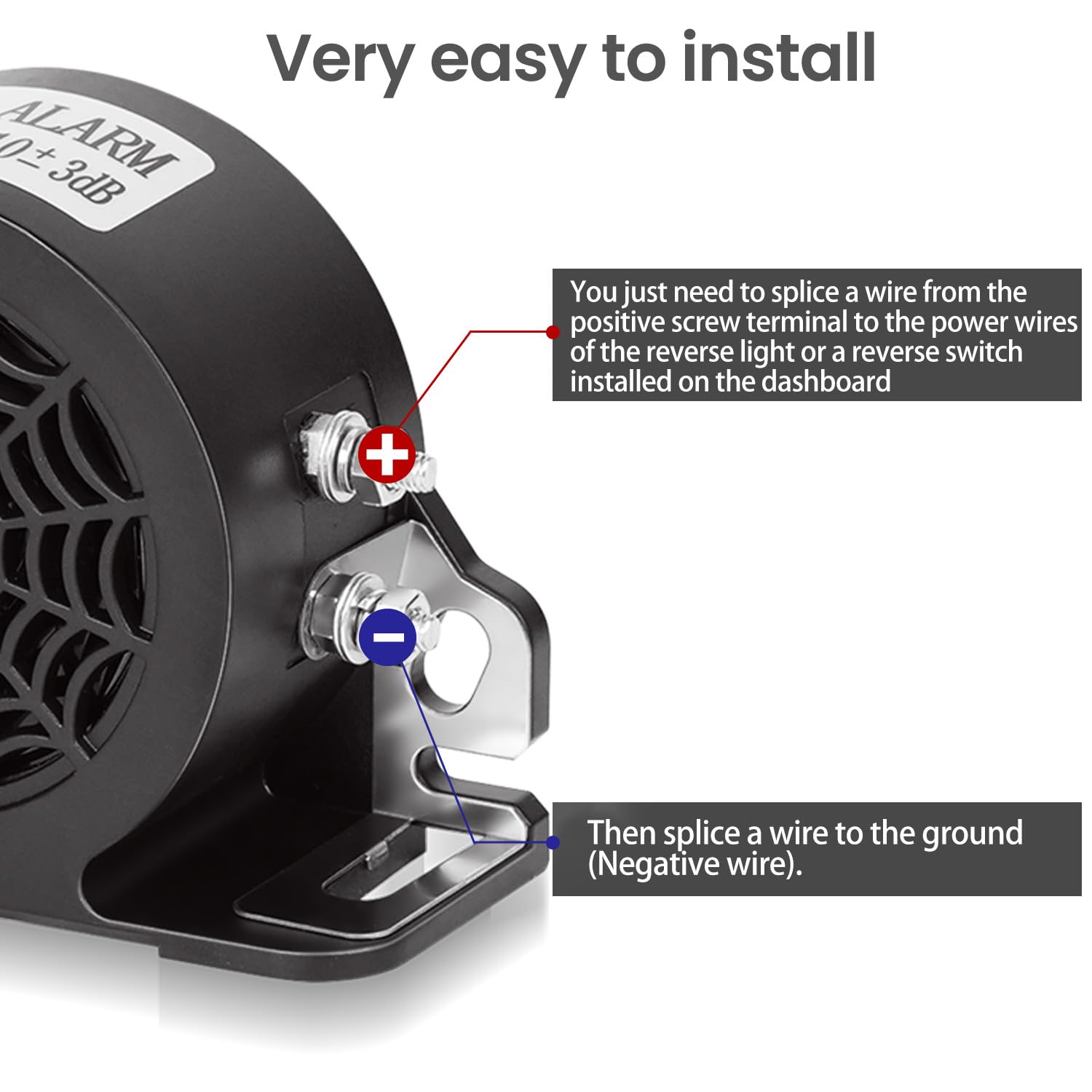 MIRKOO backup alarm universal fit for trucks vans cars and SUVs.