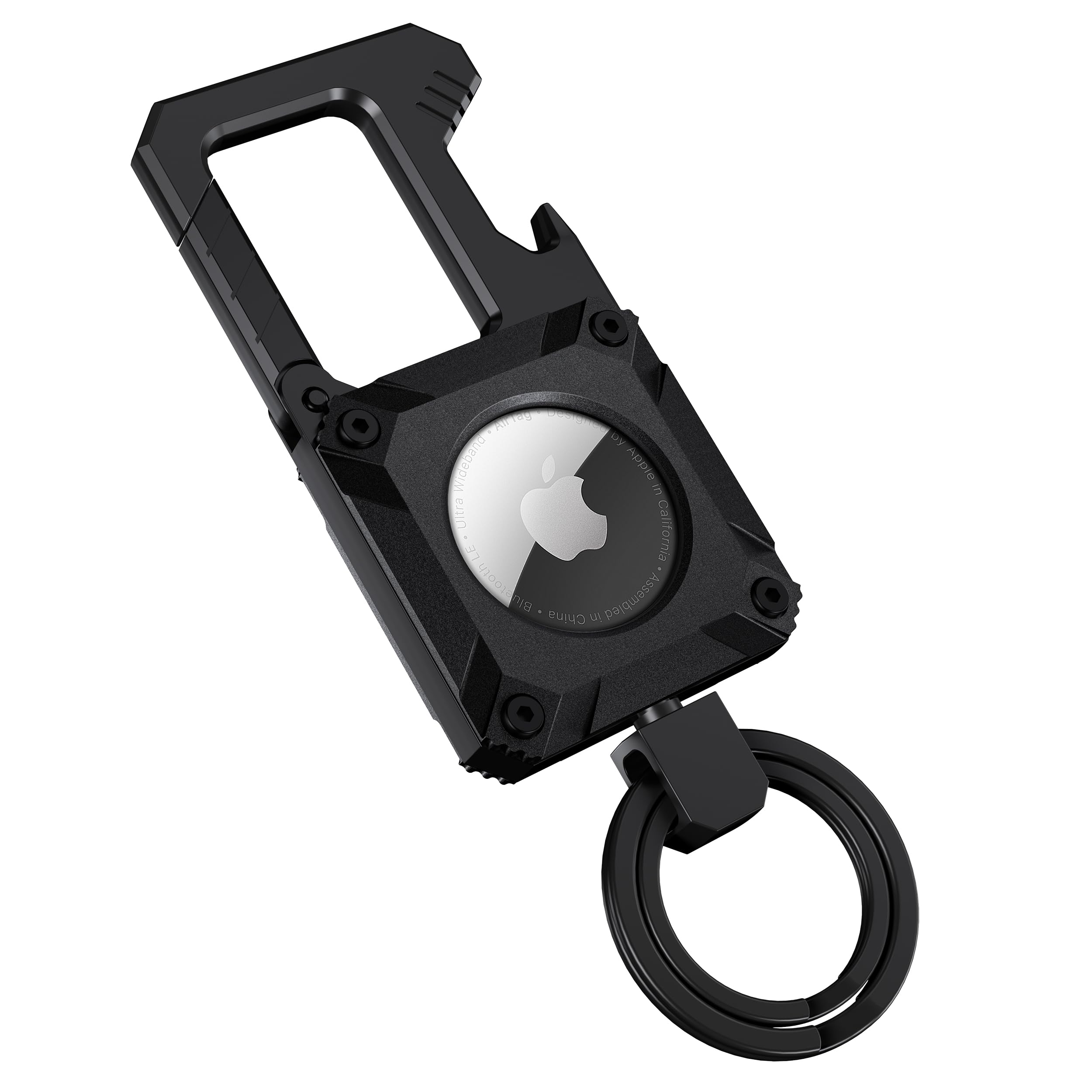 Miroddi AirTag holder keychain with secure Airtag slot and rings