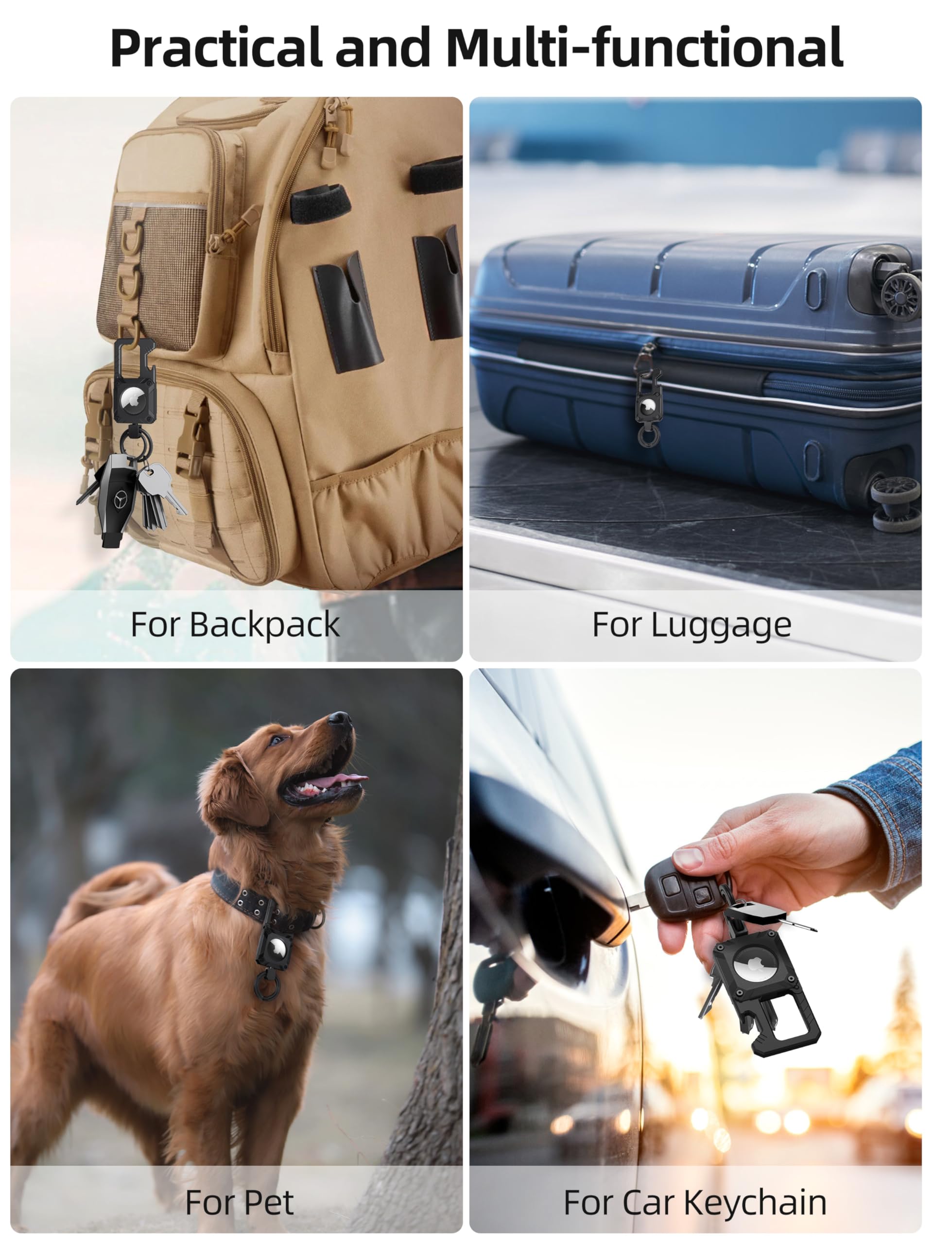 Miroddi Carabiner-style keychain secure on bags or belts