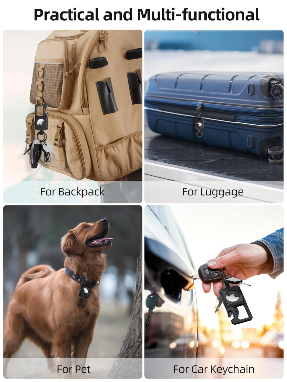 Miroddi Carabiner-style keychain secure on bags or belts