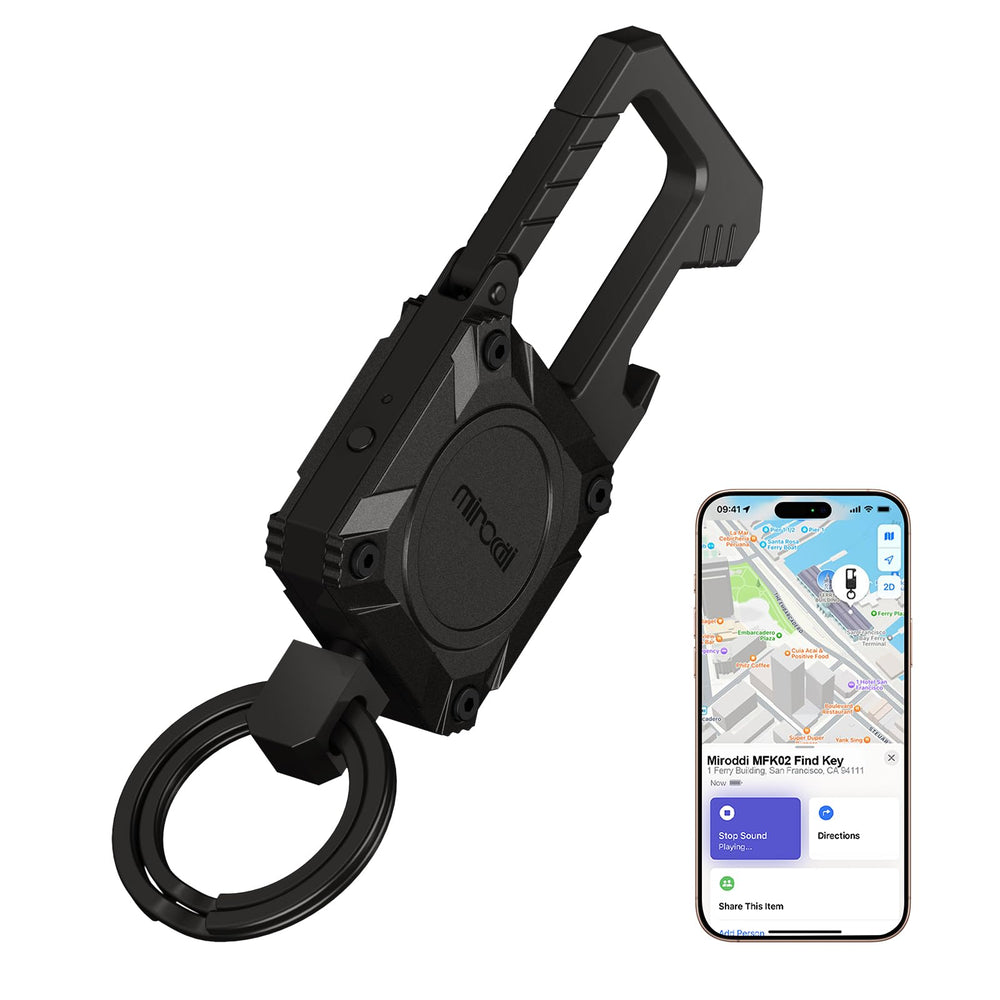 Miroddi keychain tracker with dual rings for organized keys