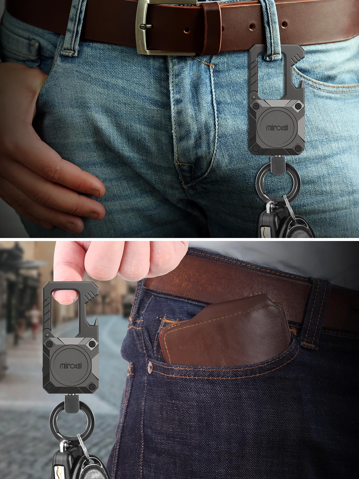 Miroddi keychain tracker gunmetal finish adds rugged style and durability.