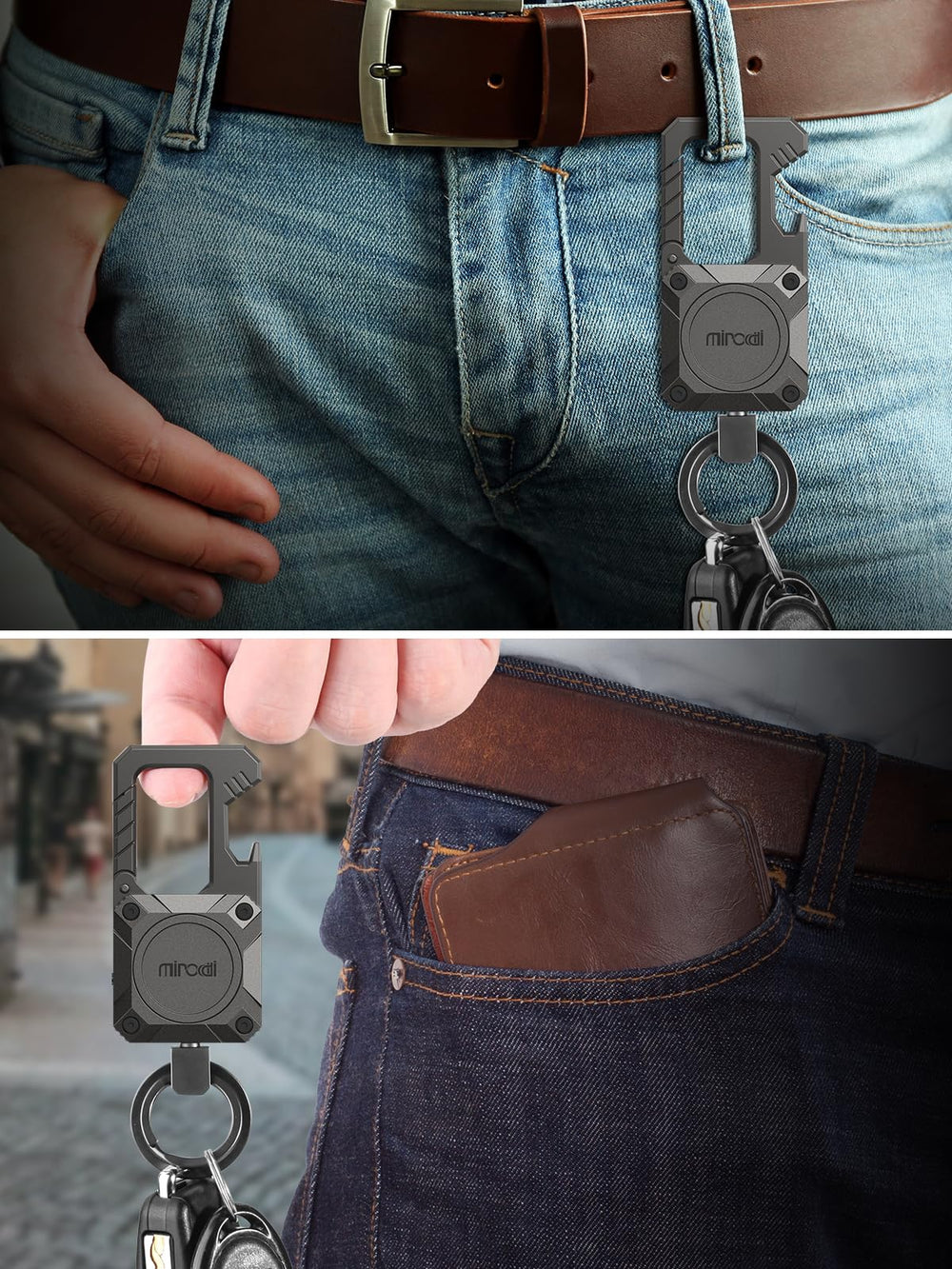 Miroddi keychain tracker gunmetal finish adds rugged style and durability.