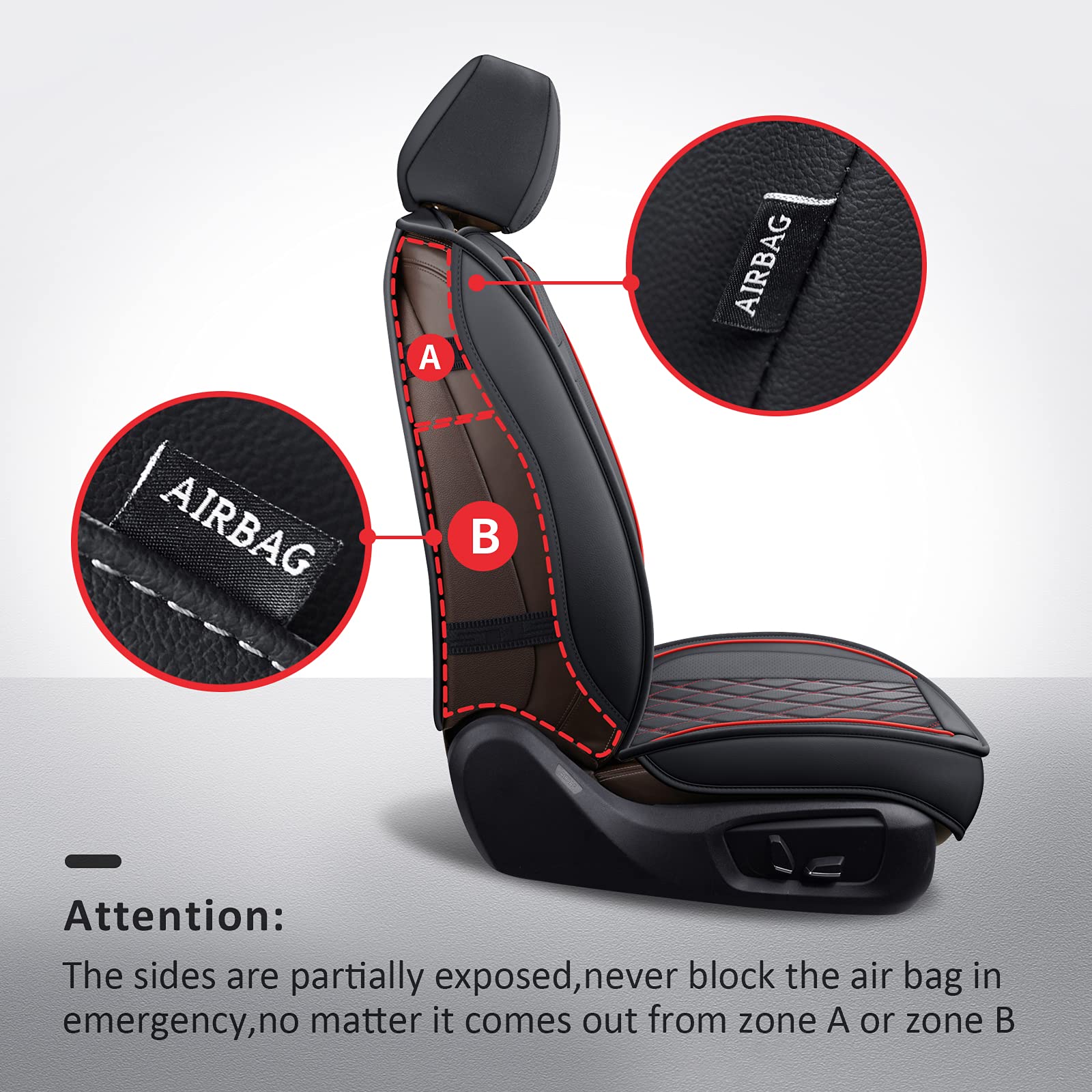 MIROZO seat covers airbag-compatible design ensures safe deployment