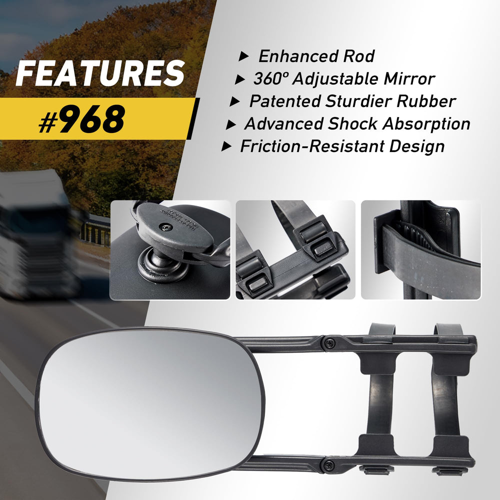 Clip-on installation of MirroGuard towing mirrors without tools
