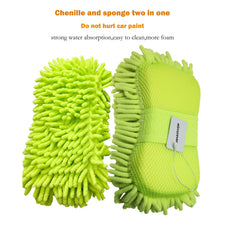 Mirrorever two-sided chenille mitt for versatile vehicle cleaning