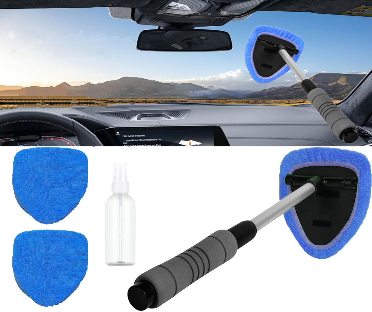 Mirrorever windshield cleaner tool with extendable handle for easy reach