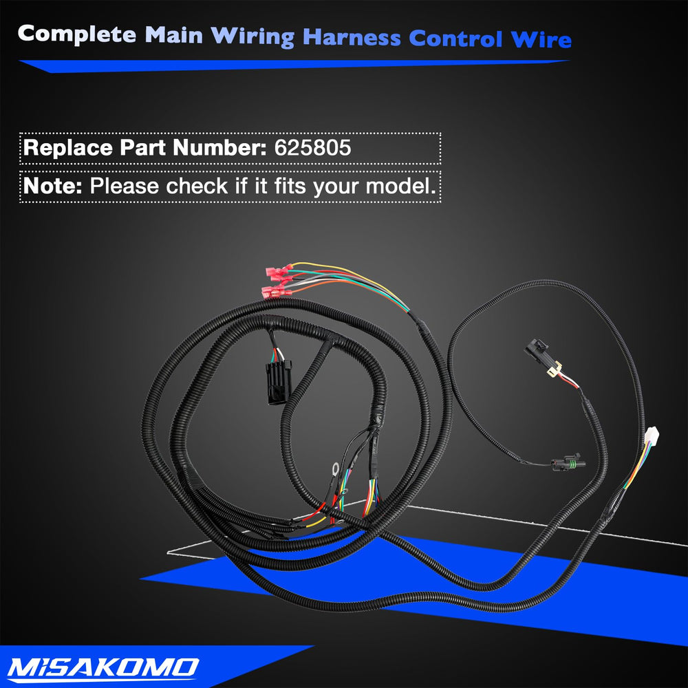 Misakomo 625805 wiring harness ports for plug-and-play setup.