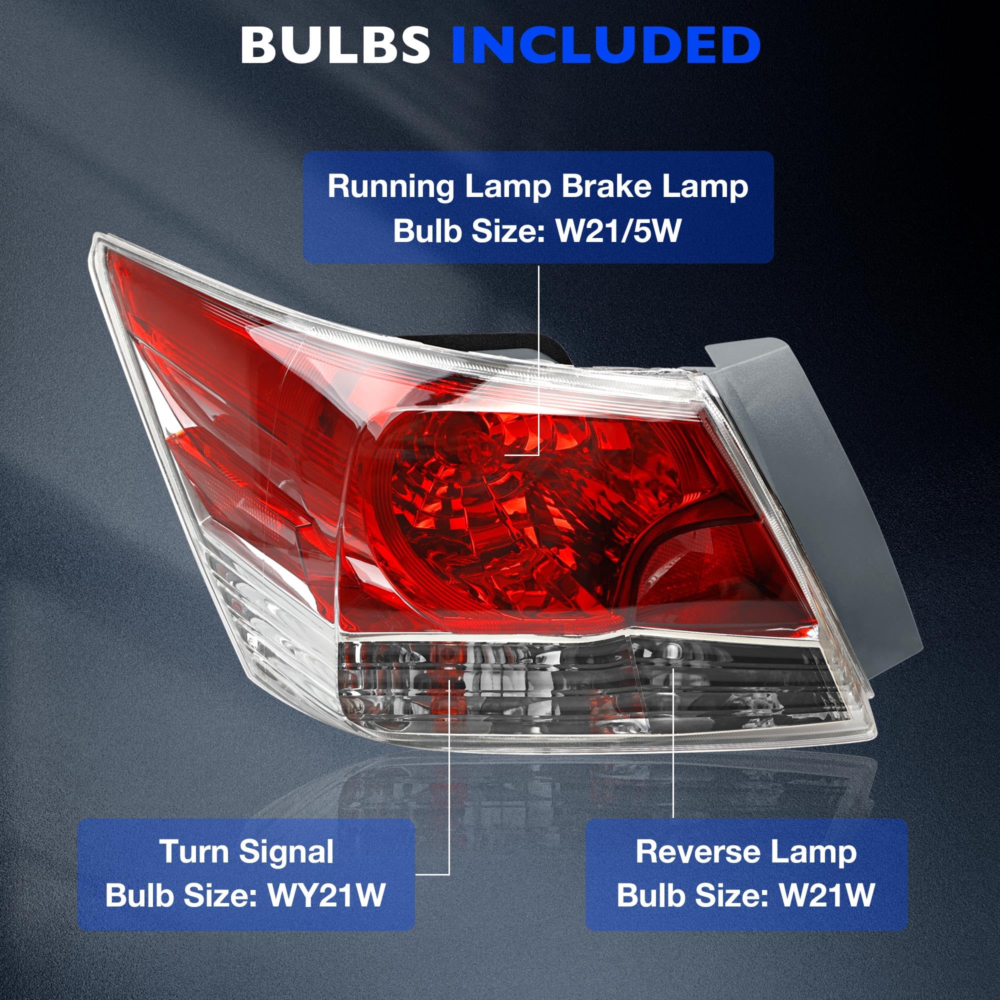 Misakomo driver-side tail light with pre-installed bulb.