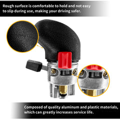 Misakomo shift knob red and black paddles detail for gear mapping and ergonomics.