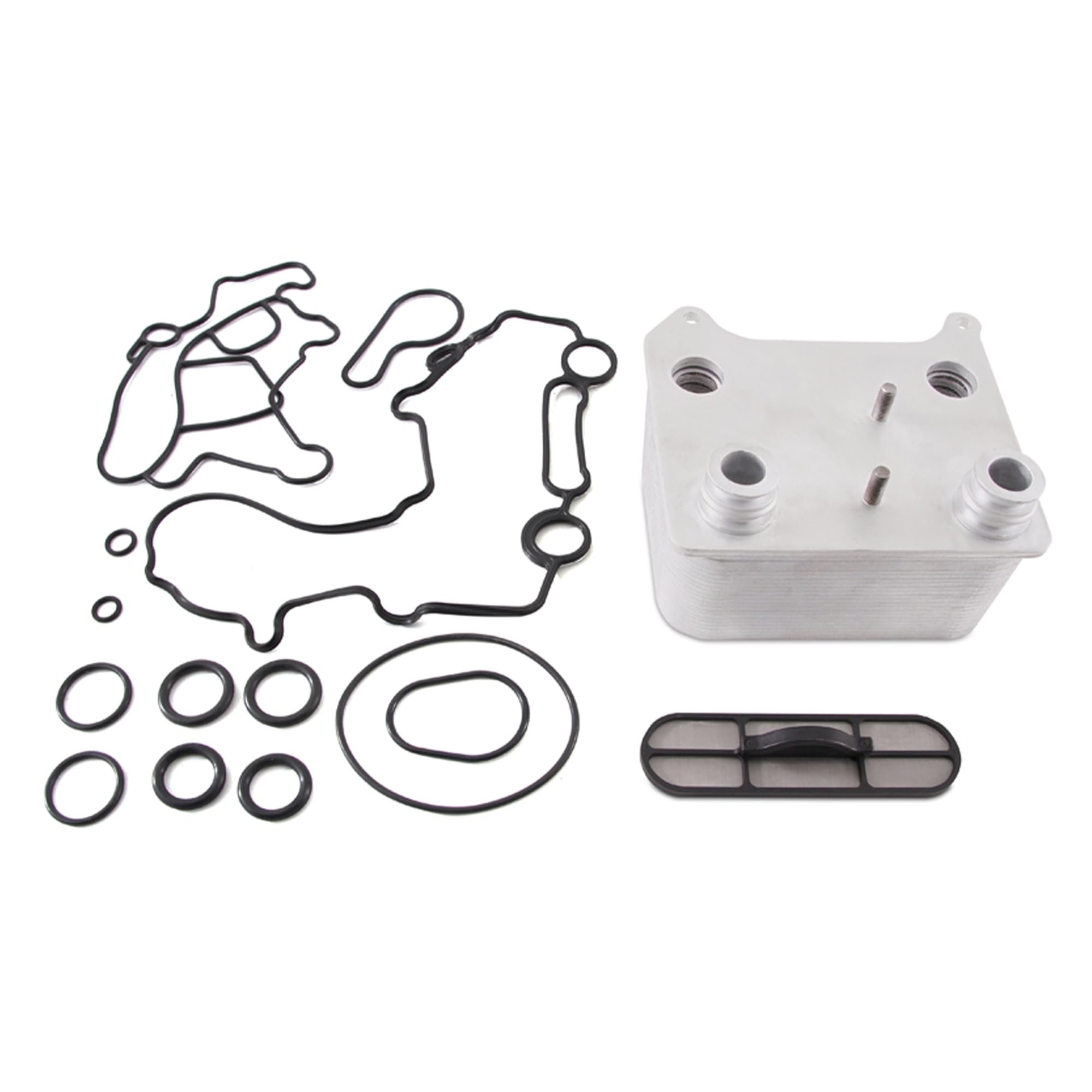 Mishimoto MMOC-F2D-03 oil cooler front view, showcasing durable construction.