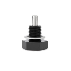 Mishimoto MMODP-1415B magnetic oil drain plug with black finish attracting metal debris for cleaner oil