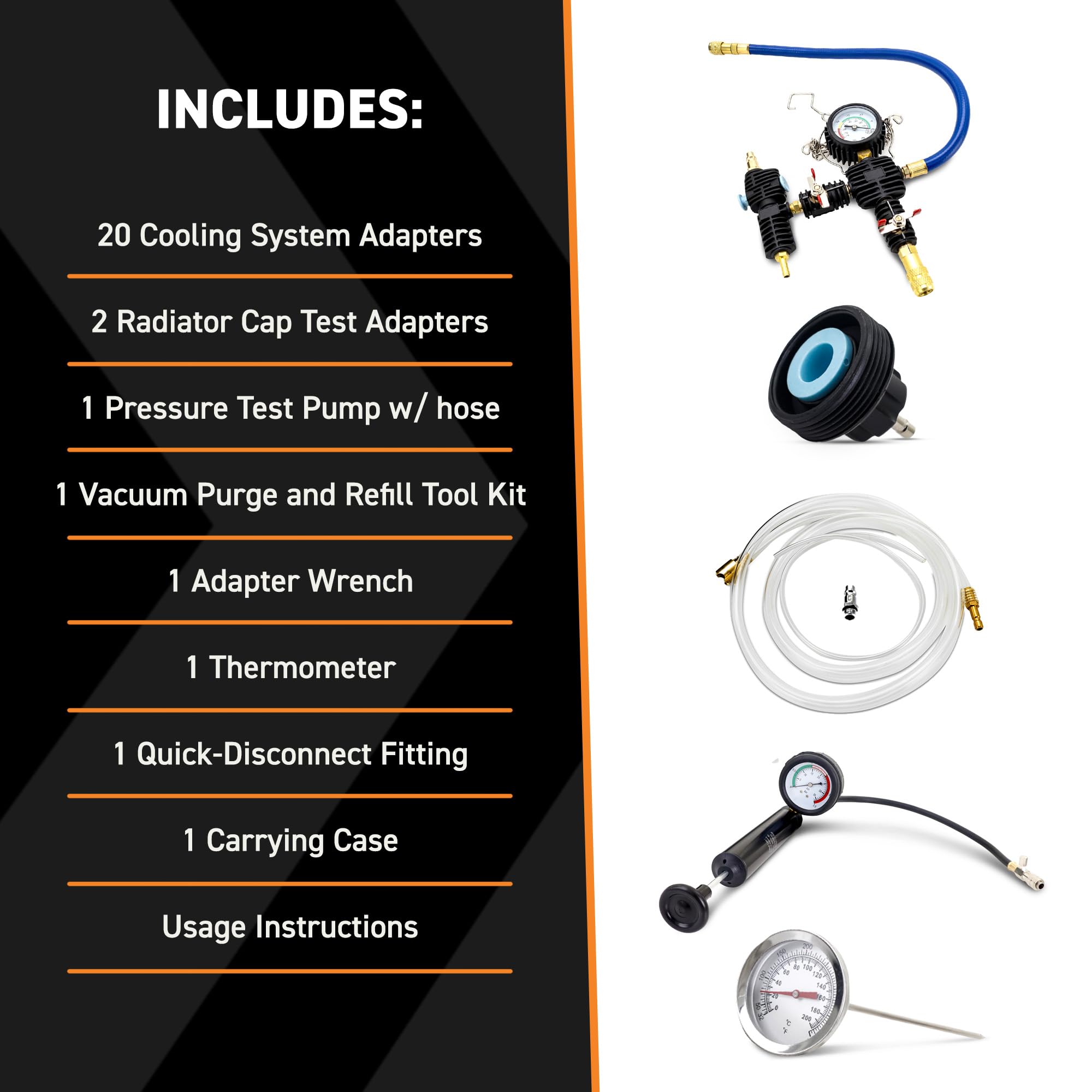 Mishimoto MMTL-CPT-28 vacuum-refill tool accelerates air-free coolant replenishment.
