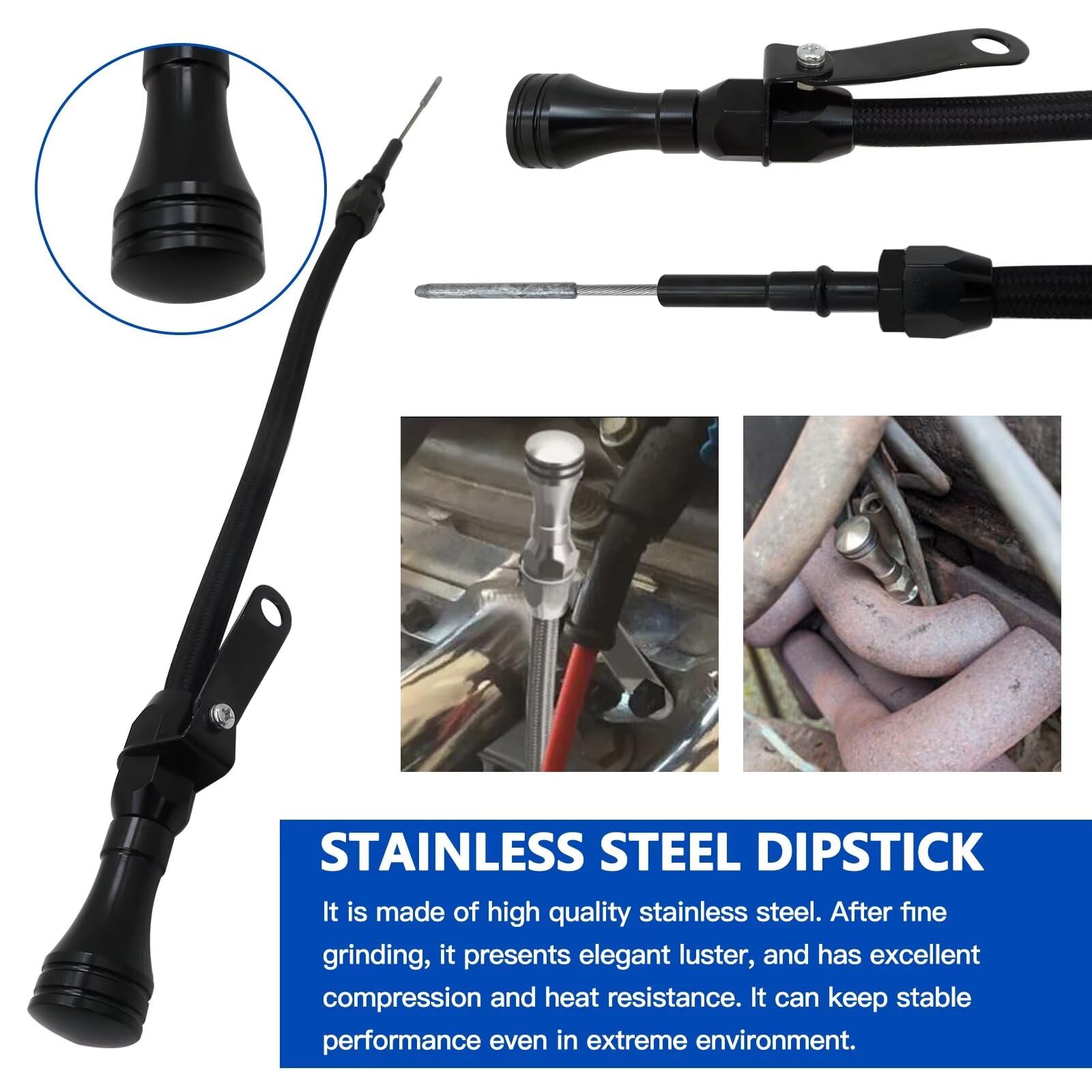 Misimain locking bracket keeps the dipstick secured during vibration.