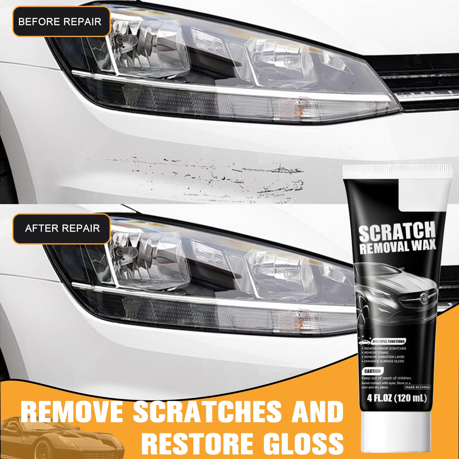 MISNINE Scratch Remover Wax sponge included demonstrates easy application.