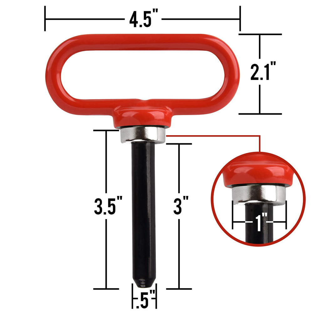 Mission Automotive magnetic hitch pin bright red visibility improves pin location during setup.