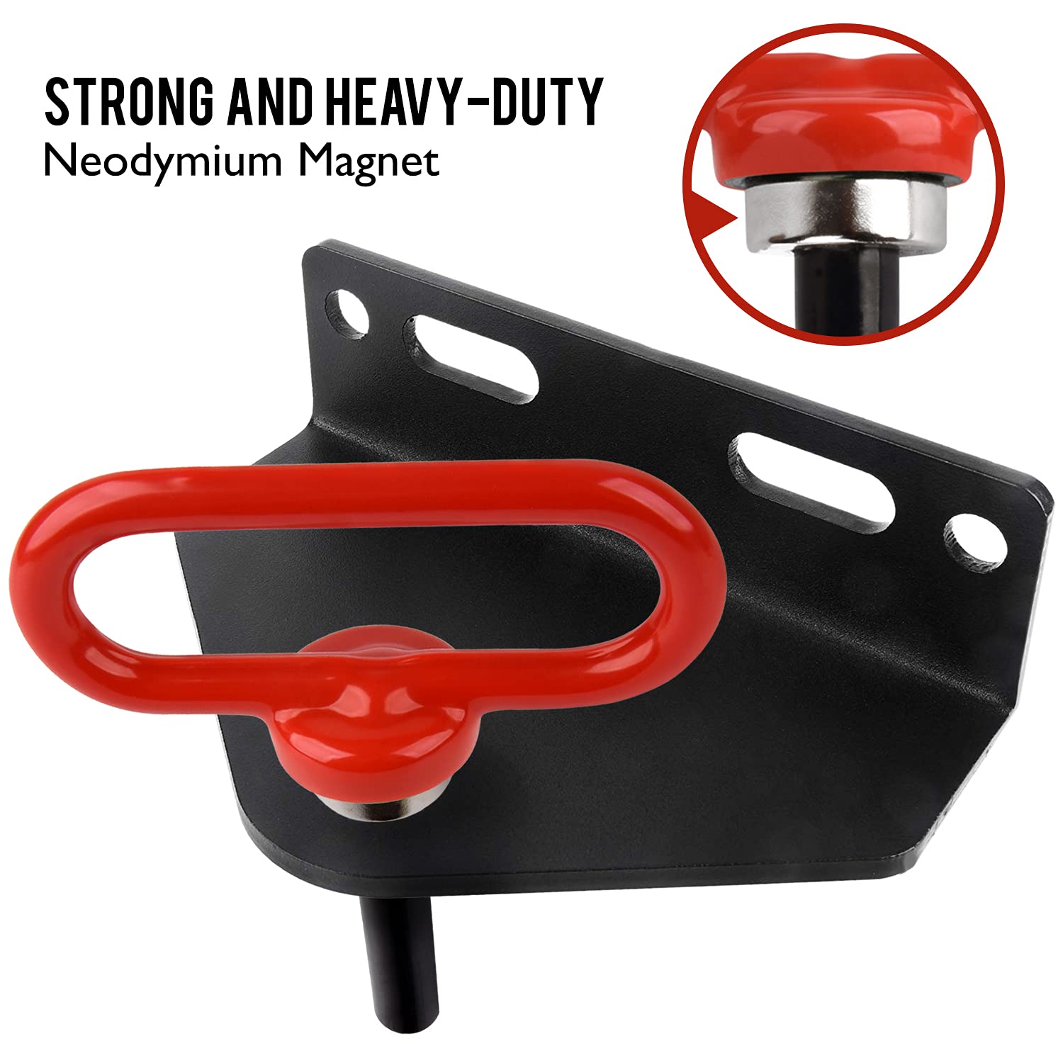 Mission Automotive magnetic hitch pin one-hand release demonstrates easy trailer connection.