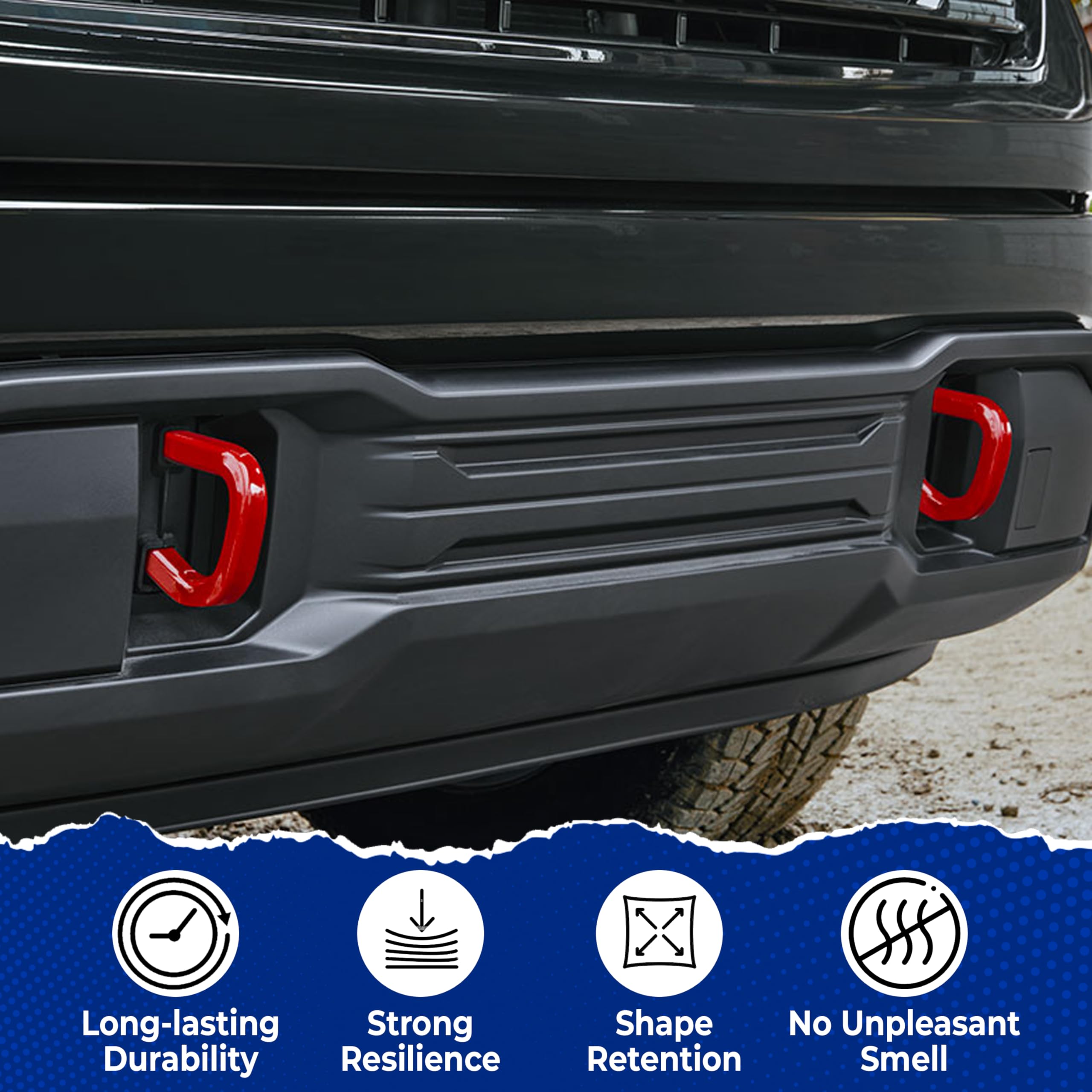 Tool-free fit demonstration of MITANLUXI tow hook cover on Sierra 1500