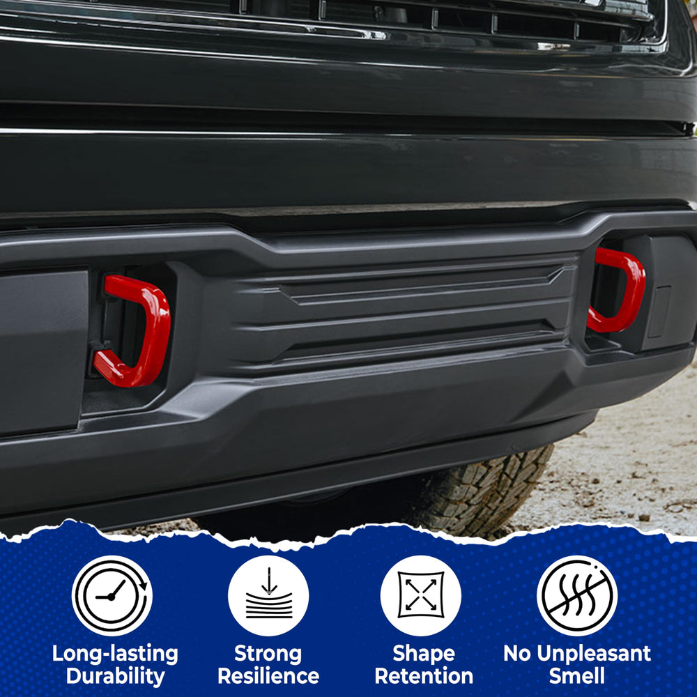 Tool-free fit demonstration of MITANLUXI tow hook cover on Sierra 1500