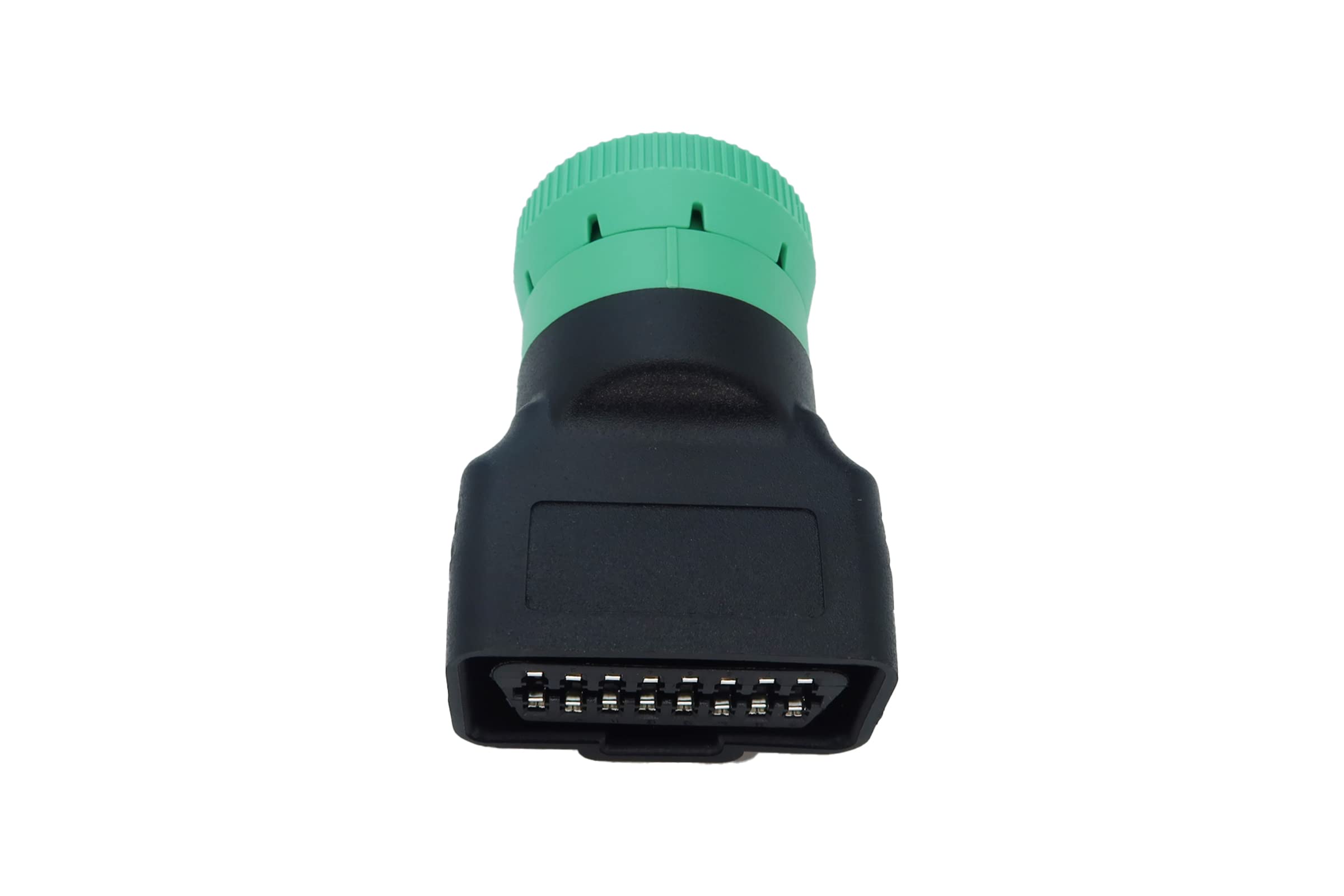 MITOB green 9pin J1939 to OBD2 adapter side view for easy plug-in access.