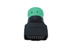 MITOB green 9pin J1939 to OBD2 adapter side view for easy plug-in access.
