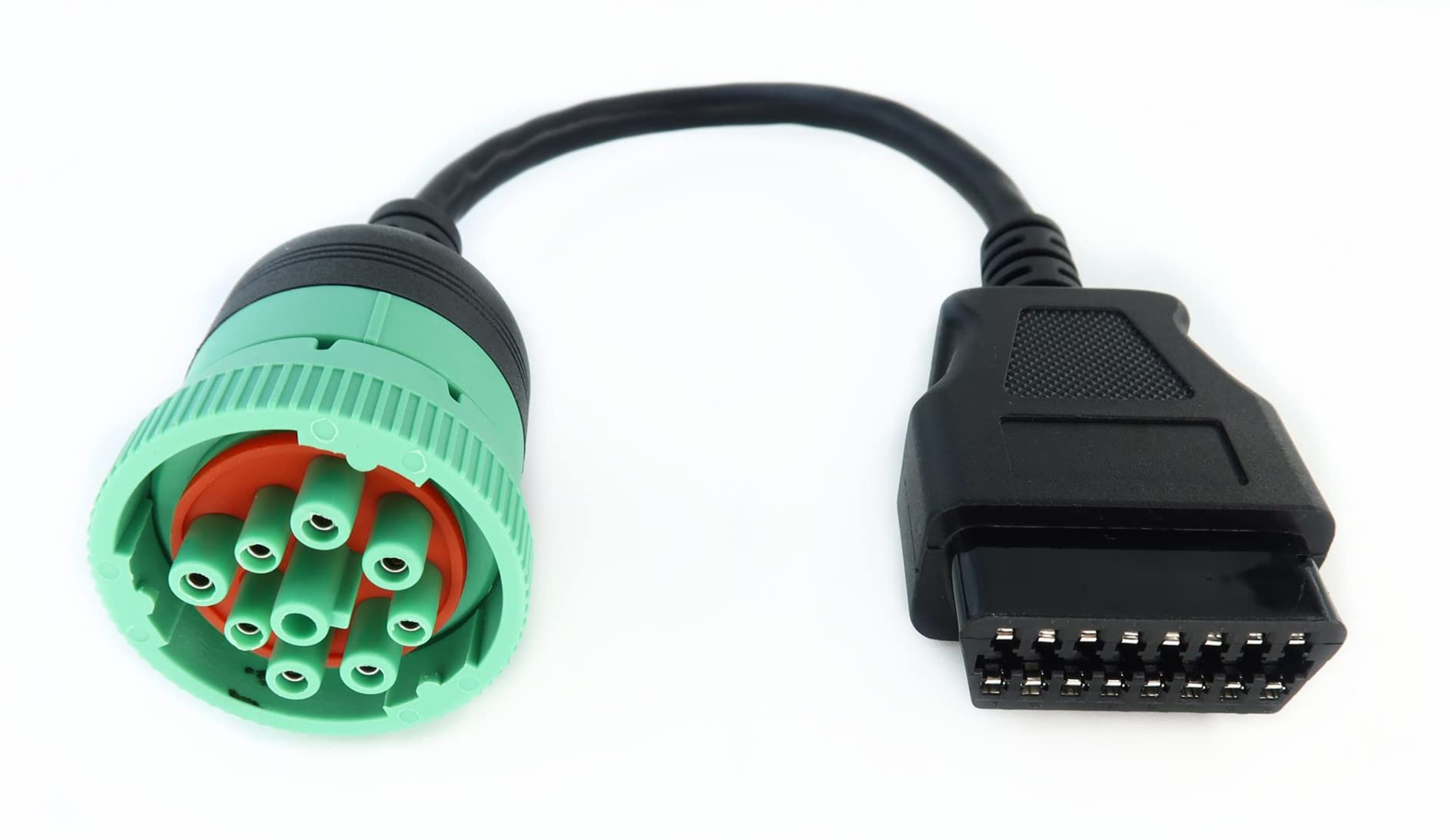 MITOB green J1939 male connector for robust diagnostics.