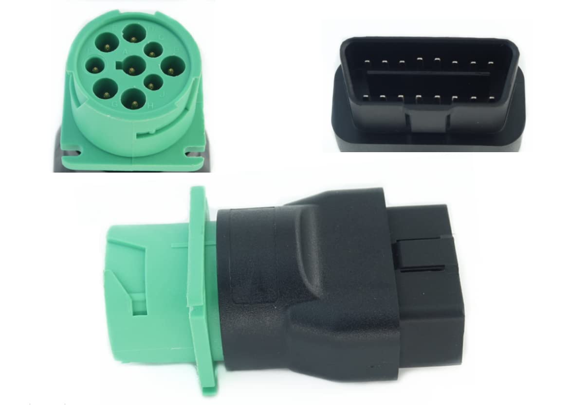MITOB OBD2 to J1939 adapter with green port enables diagnostic data transfer