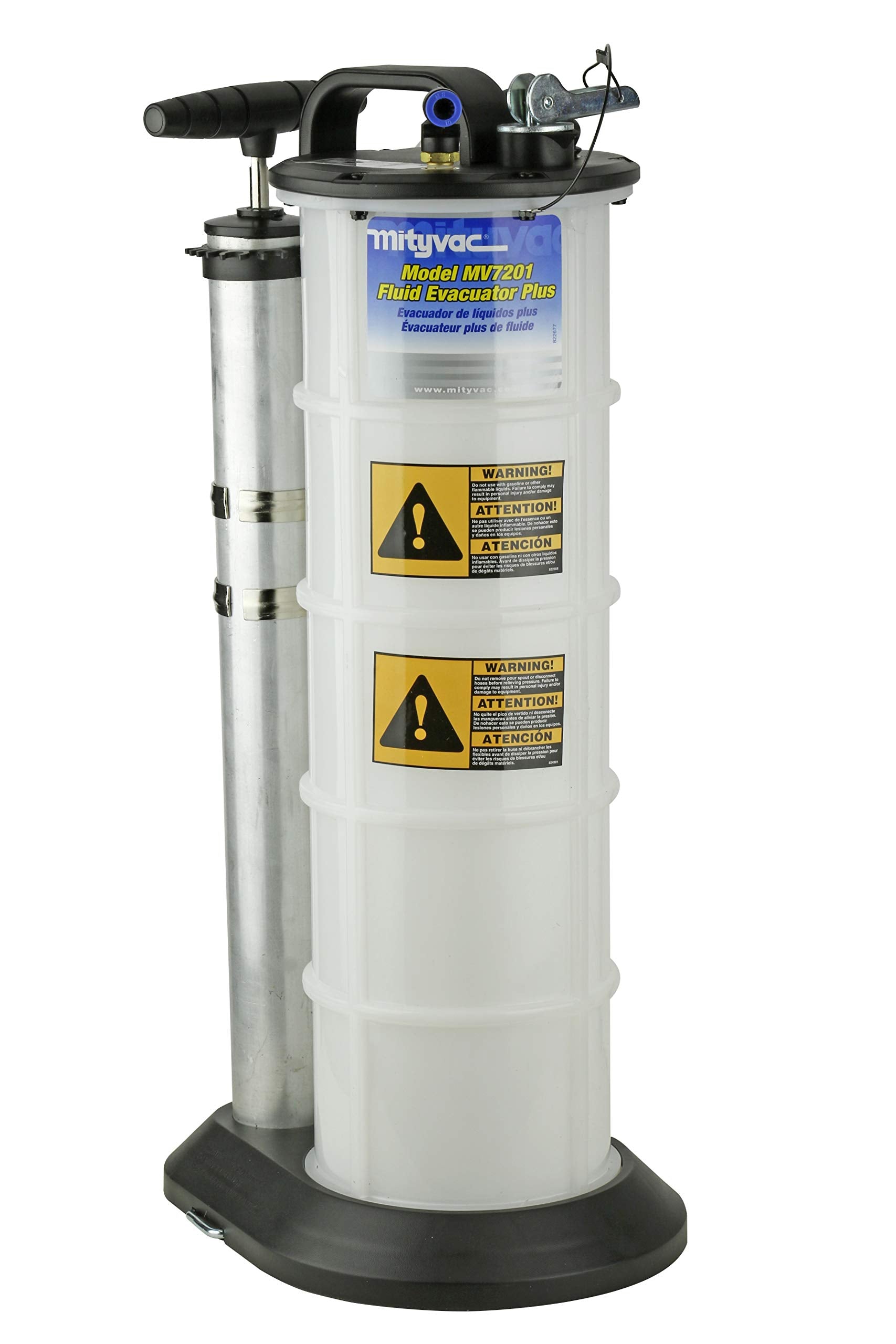 Mityvac 7201 dual-function evacuator for oil changes and coolant refills.