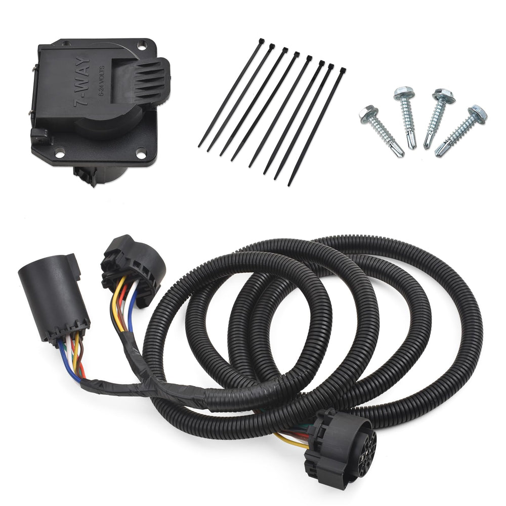 MITZONE 7-pin trailer wiring plug harness for universal fit and durable brass terminals.