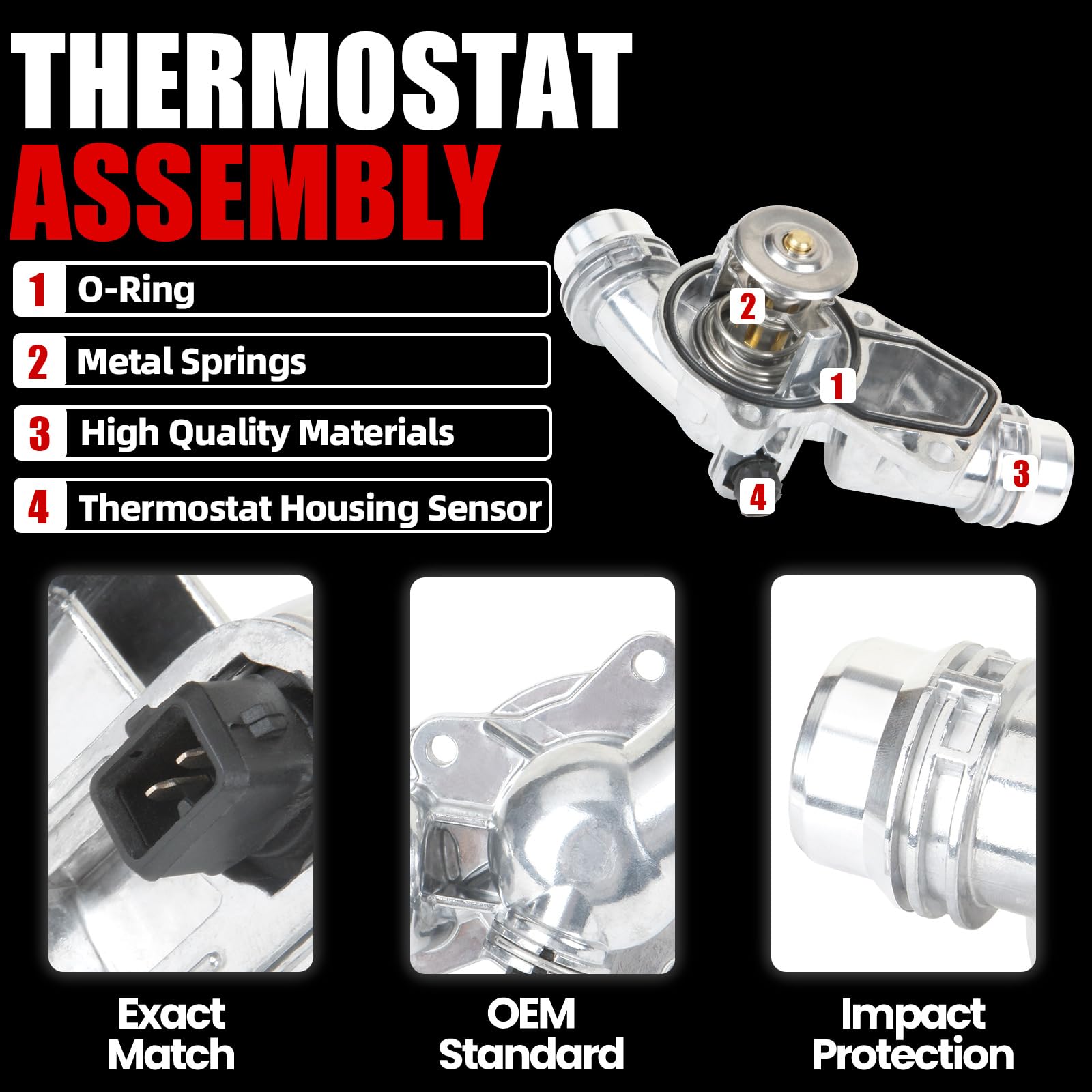 MITZONE aluminum thermostat assembly for BMW X5, robust cooling solution