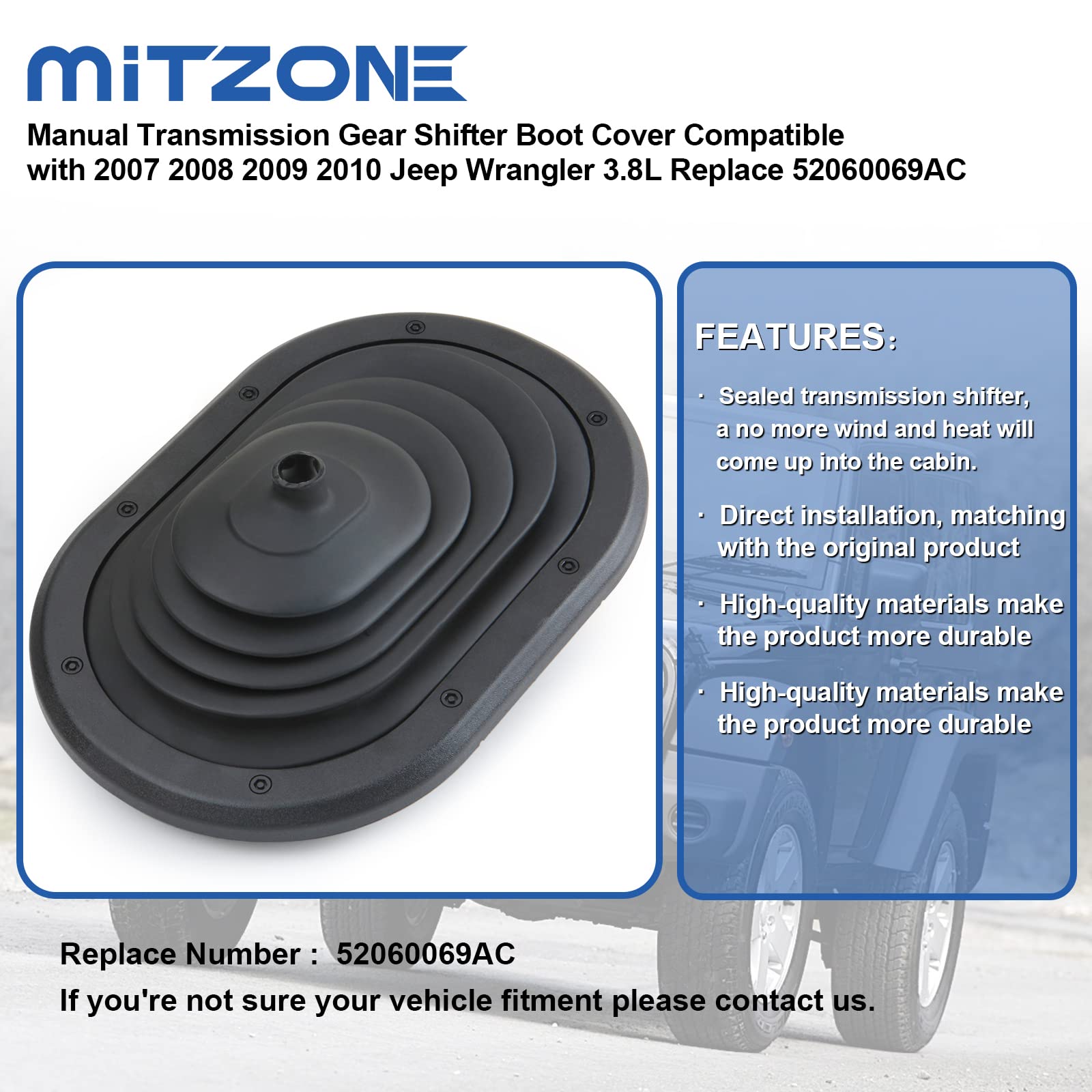 MITZONE boot cover replacement illustrating direct install for ease of upgrade