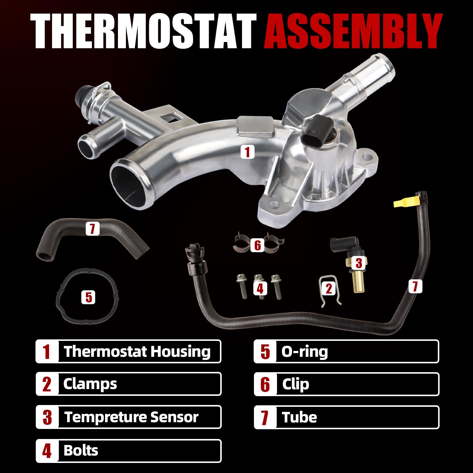 MITZONE coolant housing kit shows bolts and tubes ready for installation.