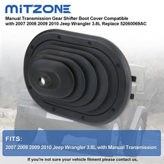 MITZONE dust-protection boot cover demonstrating cleanliness around the gear selector