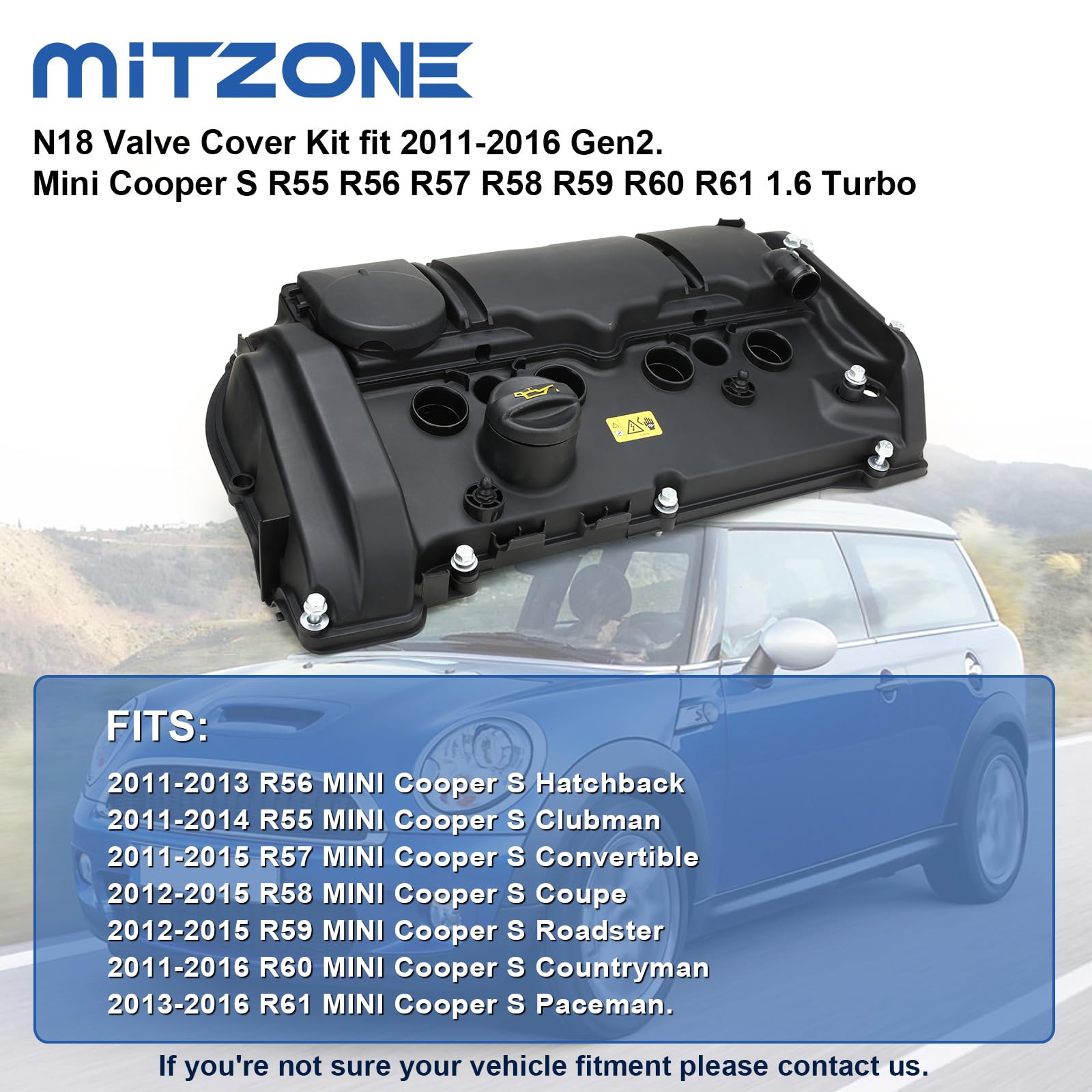 MITZONE N18 valve cover gasket seals, ensuring tight seals and reduced evaporation.