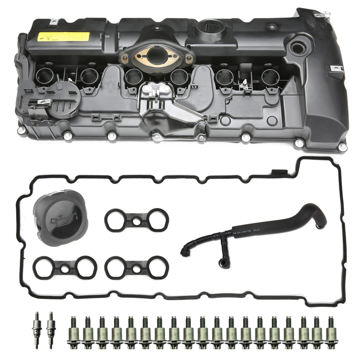 MITZONE N52 valve cover kit with oil cap and PCV hose for leak-free BMW maintenance