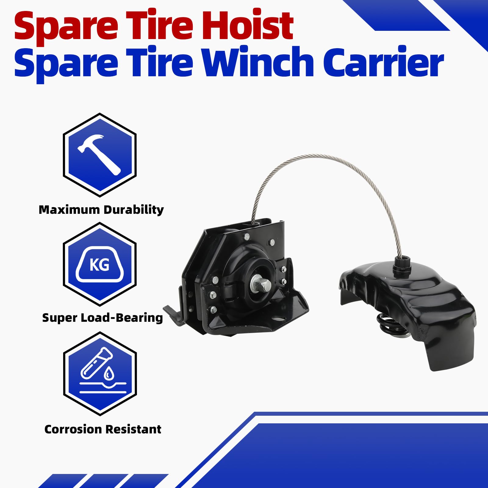 MITZONE spare-tire-hoist components displayed for clarity