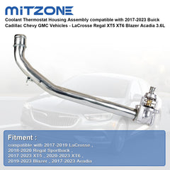 MITZONE thermostat housing packaging displays a ready-to-install kit with gasket and thermostat included