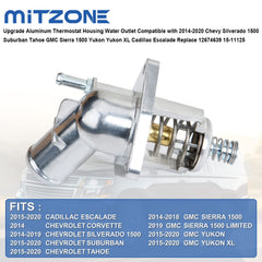 MITZONE thermostat housing with integrated thermostat fits Chevy and GMC engines precisely