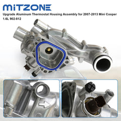MITZONE aluminum thermostat housing includes coolant temperature sensor