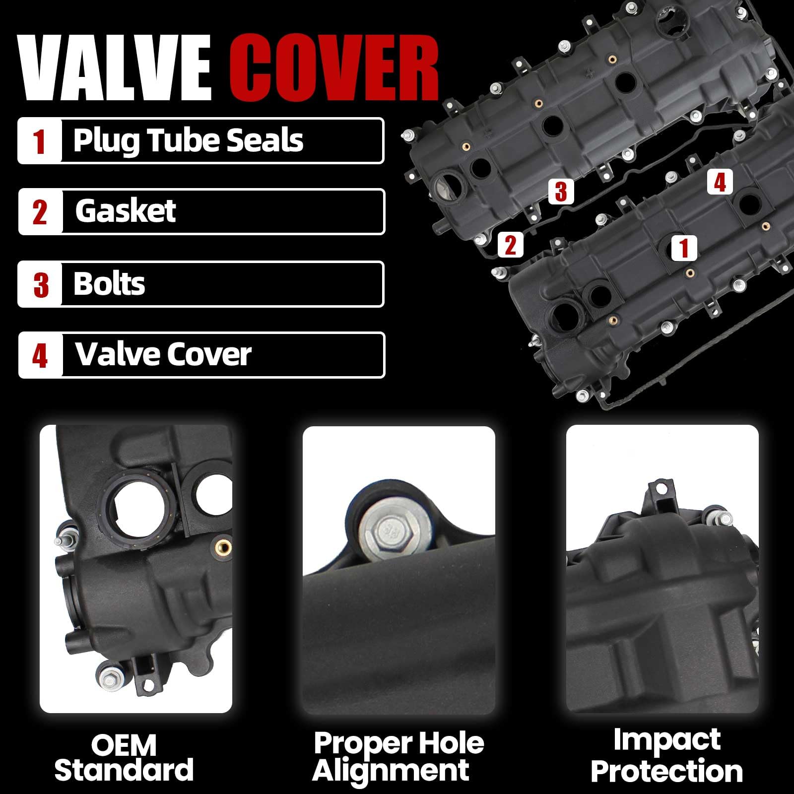 MITZONE valve cover includes gasket, bolts, and plug tube seal for complete kit.